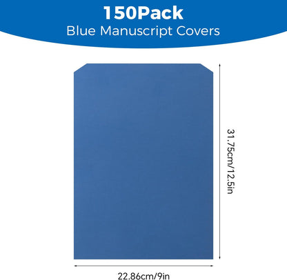 150 Pack Manuscript Covers, Letter-Size Report Covers, Top-Bound Document Folders, 0.23mm / 180gsm Blue Paper Covers for Filing, Organizing & Presentations