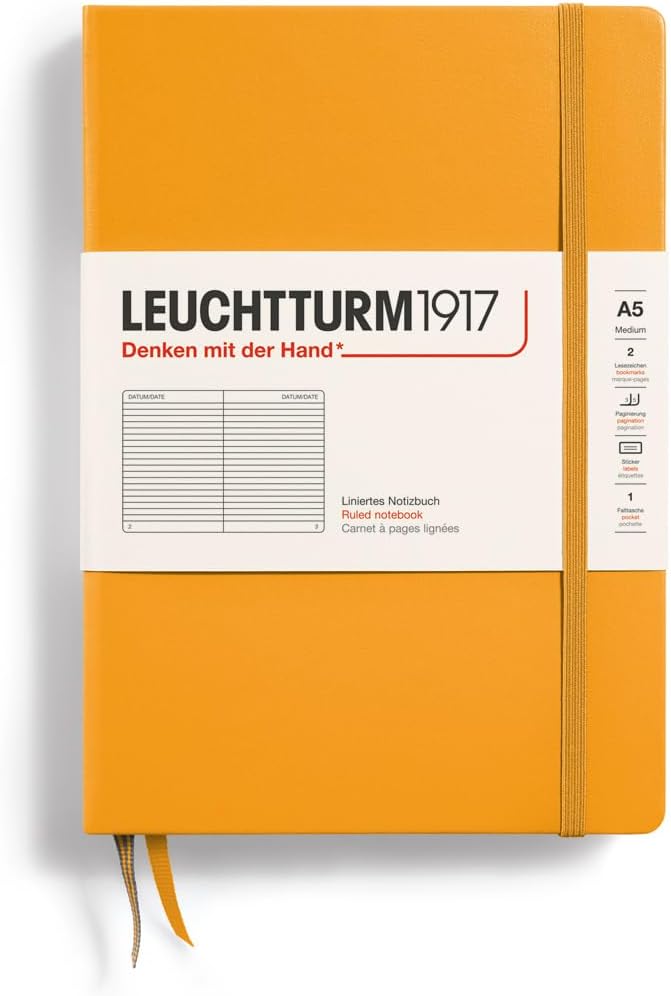 LEUCHTTURM1917 - Notebook Hardcover Medium A5-251 Numbered Pages for Writing and Journaling (Navy, Ruled)
