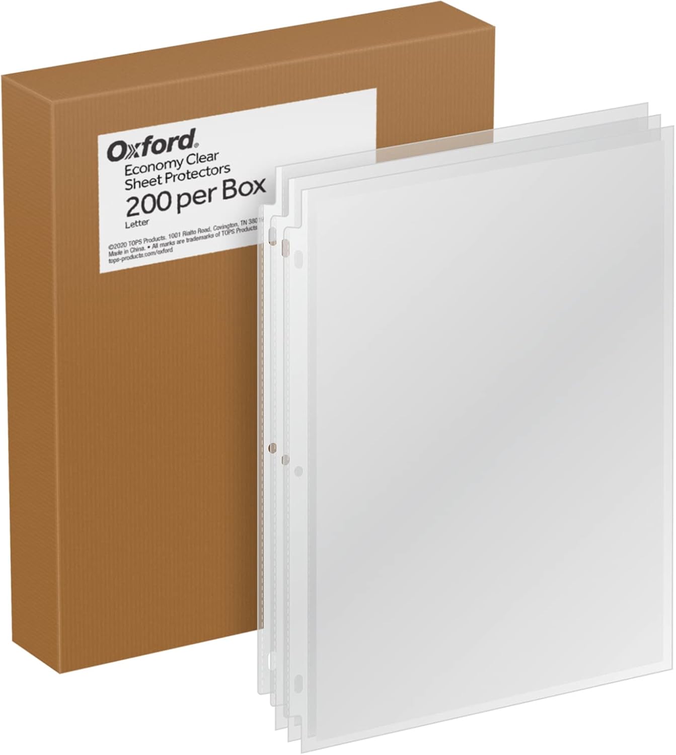 Oxford Sheet Protectors, Clear Finish, Top Load, Letter Size Plastic Sleeves, Reinforced 3 Hole Punch for Binders, Sheets for 3 Ring Binder, 100 per Box (33267)