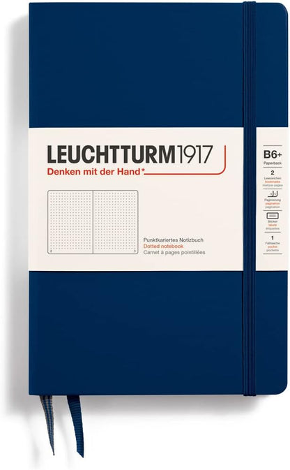 LEUCHTTURM1917 - Notebook Hardcover Paperback B6+ - 219 Numbered Pages for Writing and Journaling (Stone Blue, Ruled)
