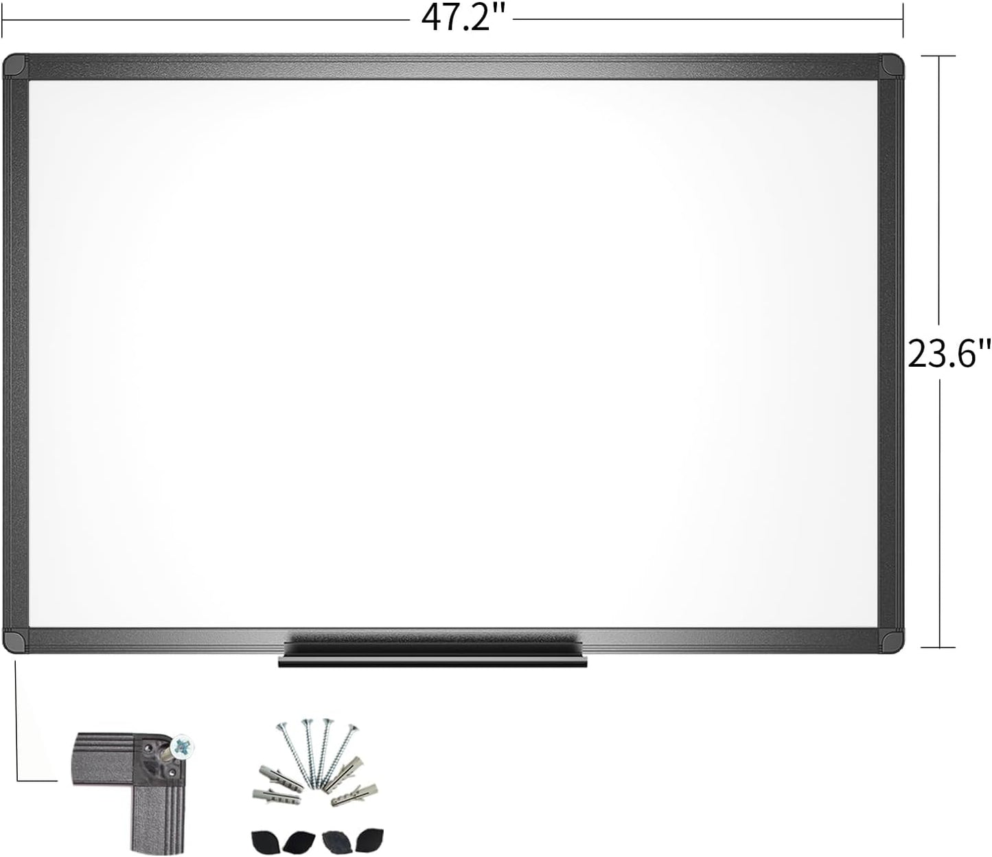 VIZ-PRO Magnetic Dry Erase White Board, 36 X 24 Inches, Black Aluminium Frame