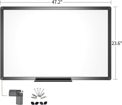 VIZ-PRO Magnetic Dry Erase White Board, 36 X 24 Inches, Black Aluminium Frame