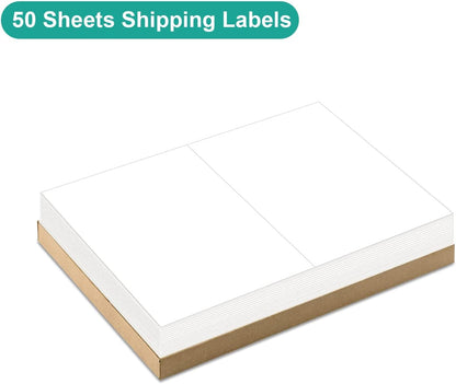 MFLABEL Half Sheet Shipping Labels - 200 Self Adhesive Sticker Sheets for Laser & Inkjet Printers, Waterproof & Smudge-Free, with 12 Free Fragile Labels for Packaging, Shipping and Crafting - Colors A