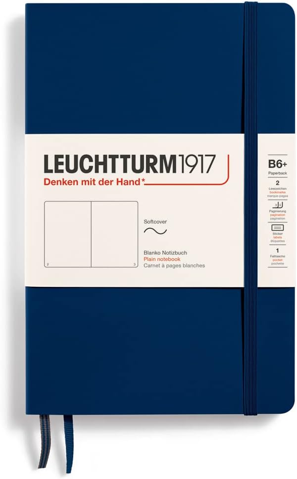 LEUCHTTURM1917 - Notebook Softcover Paperback B6+ - 123 Numbered Pages for Writing and Journaling (Ruled, Rising Sun)