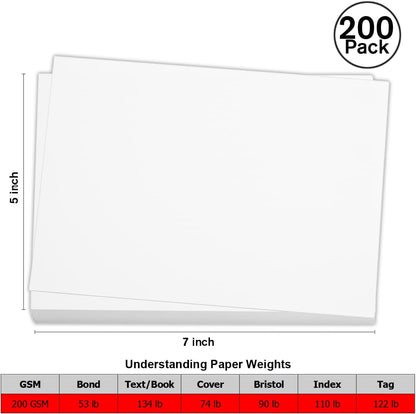 100 Pieces 5" x 7" White Cardstock, Heavyweight Cardstock Sheets Blank Invitation Paper Greeting Cards Printable, 74lb Cover 200 GSM/White