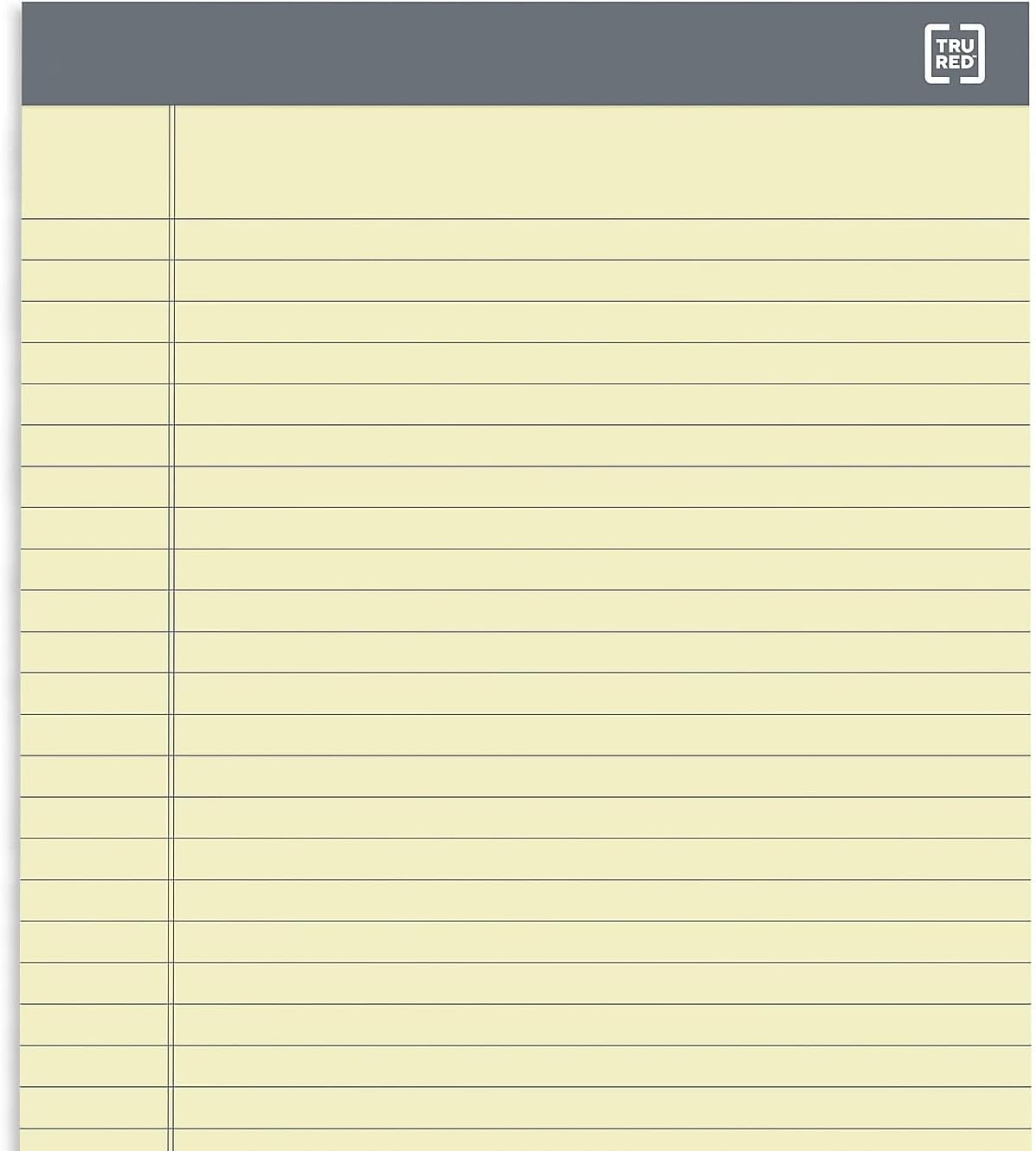 TRU RED Legal Pads, 8.5” x 14”, Wide Ruled, White, 50 Sheets/Pad, 12‑Pack