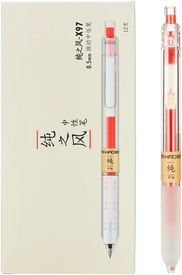 czxwyst X97 Retractable Gel Ink Pens 0.5mm Fine Point (Black Color 12-Pack)