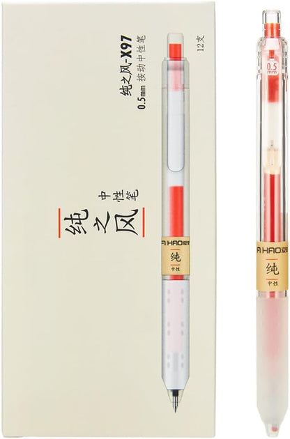 czxwyst X97 Retractable Gel Ink Pens 0.5mm Fine Point (Black Color 12-Pack)
