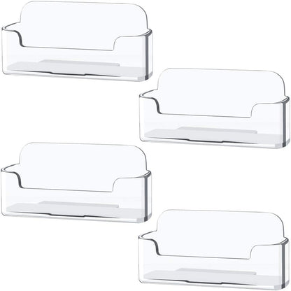 Qizpcer 4 Pack Clear Plastic Business Card Holder,Acrylic Business Card Display for Desk Business Card Stand