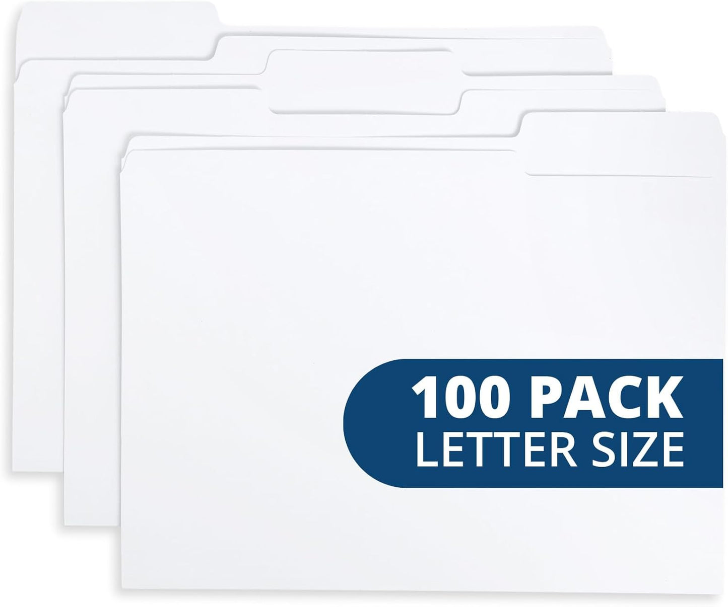 File Folder, 1/3 Cut Tab, Letter Size, Yellow, Great for Organizing and Easy File Storage, 100 Per Box