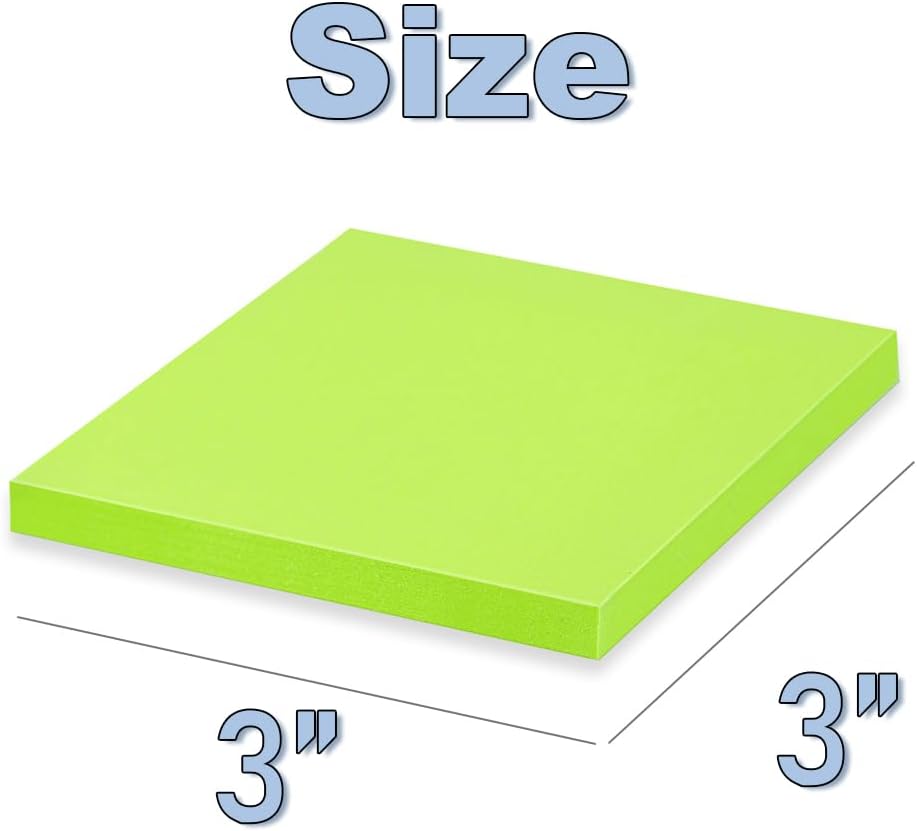 (40 Pads) Sticky Notes 3x3 in,Bright Colors Notepads,Colorful Stickies,Super Sticking Power,Memo Note Pads,Post on Windows Doors,Office,School,Strong Adhesive,Recyclable,Easy to Write on,Hold Well