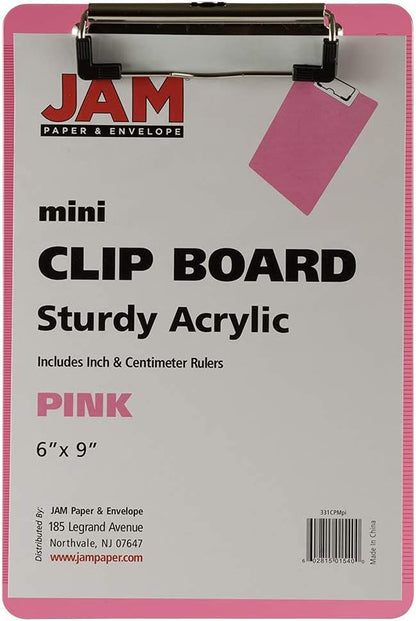 JAM PAPER Small Plastic Memo Clipboards with Low Profile Metal Clip - Mini (6 x 9) - Blue - Clip Board Sold Individually