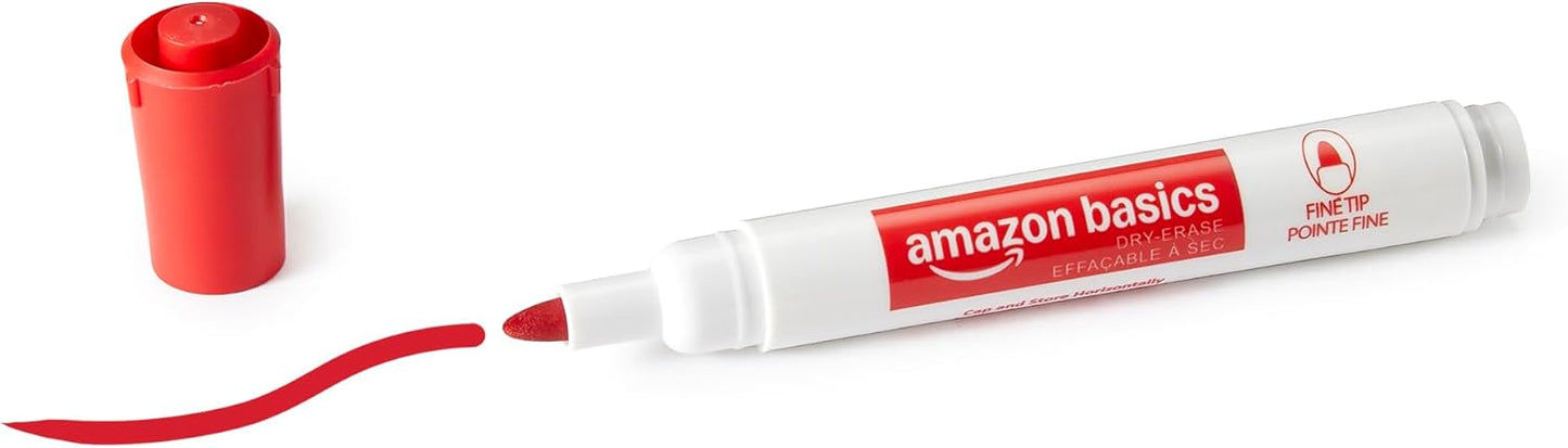 Amazon Basics Low-Odor Dry Erase Whiteboard Markers, Fine Tip, Quick-Dry, Black, 36-Pack