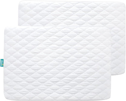 Pack and Play Sheets and Waterproof Pack n Play Mattress Protector Pad Cover 4 Pack Set, Ultra Soft Pack n Play Mattresses Sheets Compatible with Graco Pack n Play, Grey&Navy
