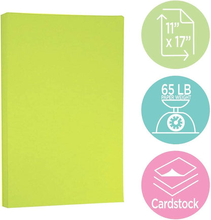 JAM PAPER Ledger Matte 24lb Paper - 90 gsm - 11 x 17 Tabloid - Yellow Recycled - 100 Sheets/Pack
