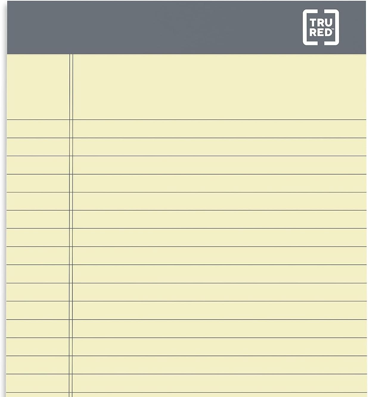 TRU RED Notepads, 5” x 8”, Narrow Ruled, Canary, 50 Sheets/Pad, 6‑Pack