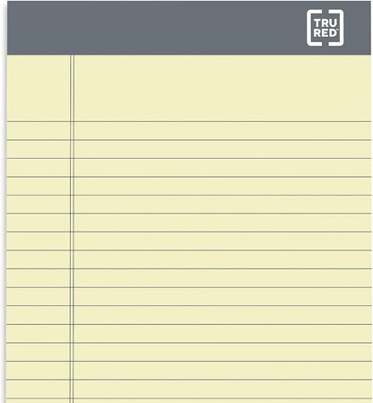 TRU RED Notepads, 5” x 8”, Narrow Ruled, Canary, 50 Sheets/Pad, 6‑Pack