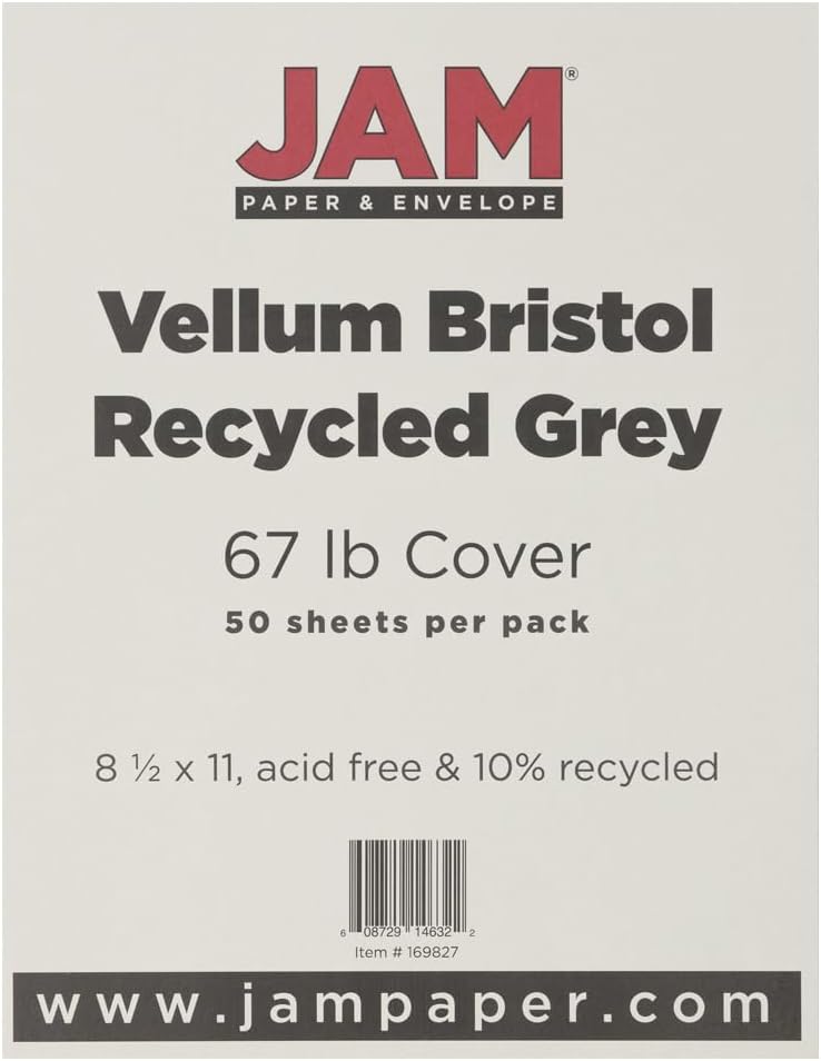 JAM PAPER Vellum Bristol 65lb Cardstock - 8.5 x 11 Coverstock - 147 gsm - Cream - 50 Sheets/Pack