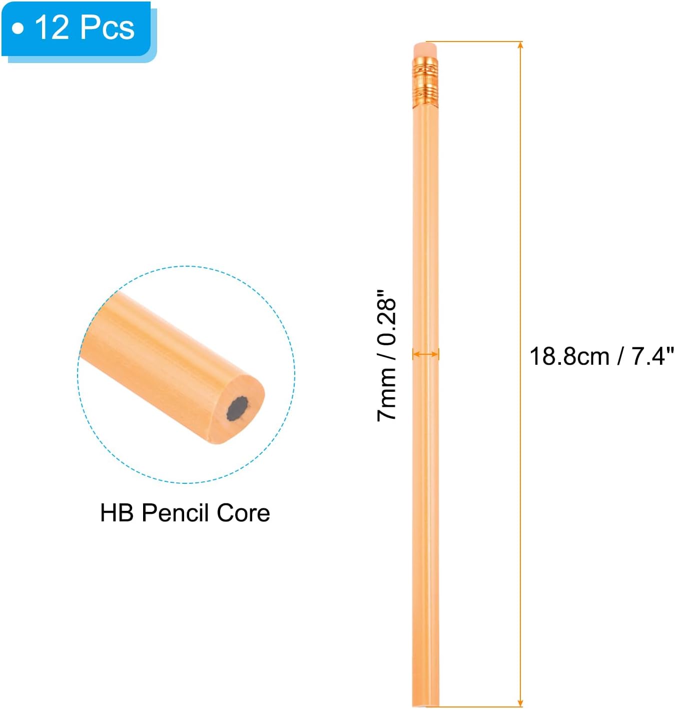 PATIKIL Round Pencils, 12 Pack Triangle HB Graphite Pencil Woodcase Wooden Pencils with Eraser for Classroom Office Writing Drawing Supplies, Pink