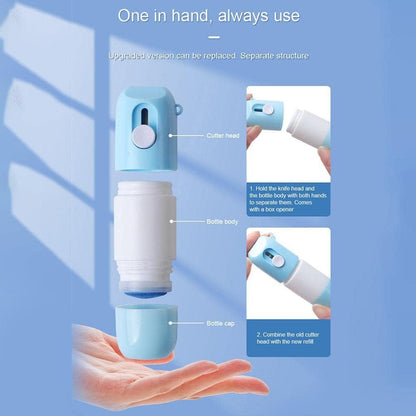 Blue Thermal Paper Correction Fluid with Unboxing Knife,Whiteout Liquid,Portable Information Anti-Leakage Protection Correction Fluid,2 in 1 Privacy Protection Artifact for Package Labels Bills
