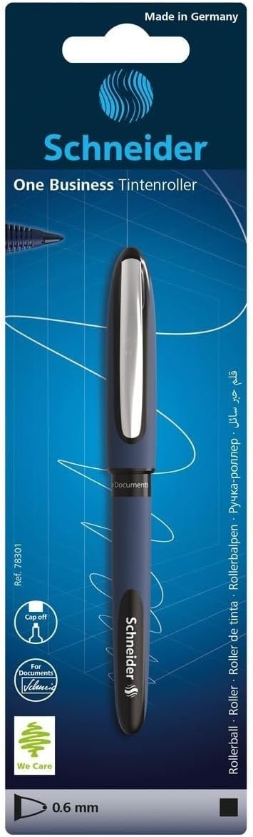 Schneider One Business Rollerball Pen, 0.6 mm Ultra-Smooth Tip, Blue Barrel, Blue Ink, Blister Pack of 1 Pen (78303)
