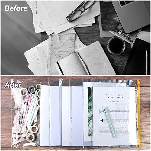 EOOUT 36pcs Plastic Envelopes Poly Zip Envelope Clear Zipper Pouches File Folders, A4, Letter Size, 11 Colors, for School and Office Supplies