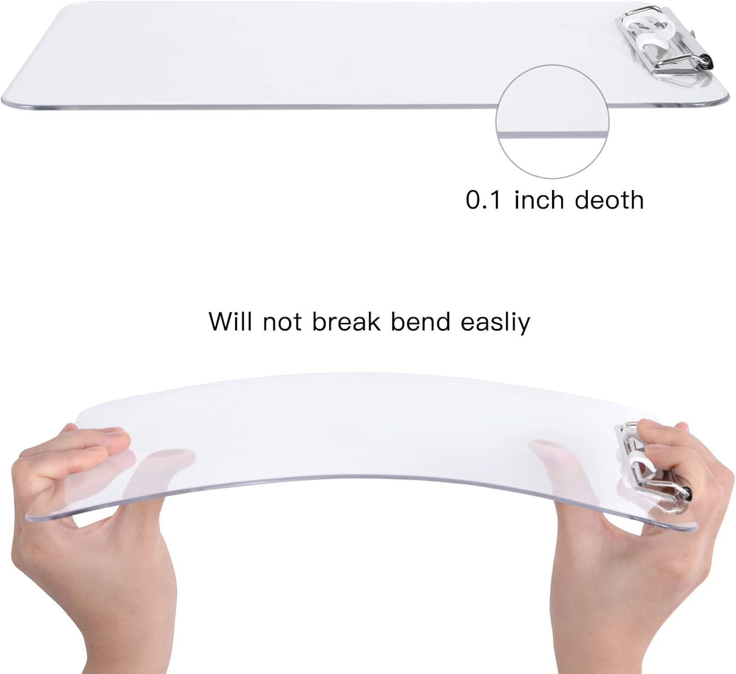 Hongri Plastic Clipboard, White 8.5x11" Clipboard, A4 Letter Size Clipboards for Nurses, Students, Office and Women, Clipboard with Pen Holder and Low Profile Clip, Size 12.5 x 9 Inch(White)