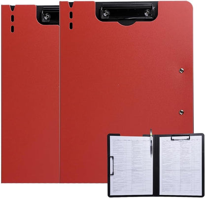 FRETONBA Clipboard Folder, A4 Foldable Clipboard with Horizontal and Vertical Double Metal Clips, 360 Degree Foldable Binder Clipboards with Pen Holder, File Cover Work Folder Clipboards, Green
