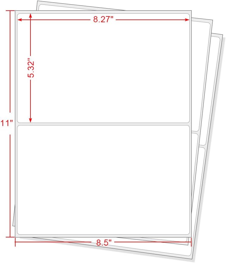 MFLABEL Half Sheet Shipping Labels - 200 Self Adhesive Sticker Sheets for Laser & Inkjet Printers, Waterproof & Smudge-Free, with 12 Free Fragile Labels for Packaging, Shipping and Crafting - Colors A