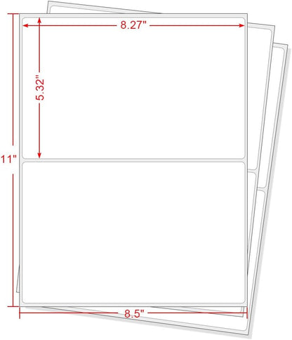 MFLABEL Half Sheet Shipping Labels - 200 Self Adhesive Sticker Sheets for Laser & Inkjet Printers, Waterproof & Smudge-Free, with 12 Free Fragile Labels for Packaging, Shipping and Crafting - Colors B