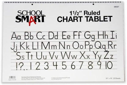School Smart Chart Tablet, 24 x 16 Inches, 1 Inch Rule, 25 Sheets
