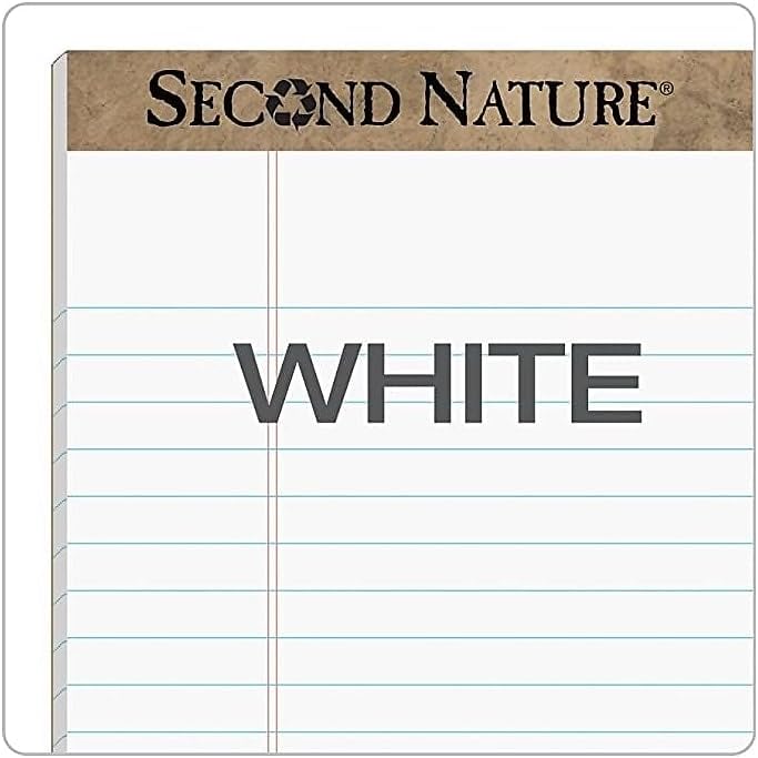 TOPS Second Nature 100% Recycled Legal Pad, 8-1/2 x 11-3/4 Inches, Perforated, White, Legal/Wide Rule, 50 Sheets per Pad, 12 Pads per Pack (74880)