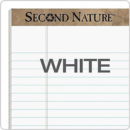 TOPS Second Nature 100% Recycled Legal Pad, 8-1/2 x 11-3/4 Inches, Perforated, White, Legal/Wide Rule, 50 Sheets per Pad, 12 Pads per Pack (74880)