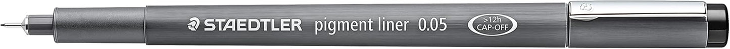 Staedtler Pigment Liner Pack, Black, 8 Pens, Assorted Line Widths, 0.05mm, 0.1mm, 0.2mm, 0.3mm, 0.5mm, 0.8mm, 1.0mm, 1.2mm