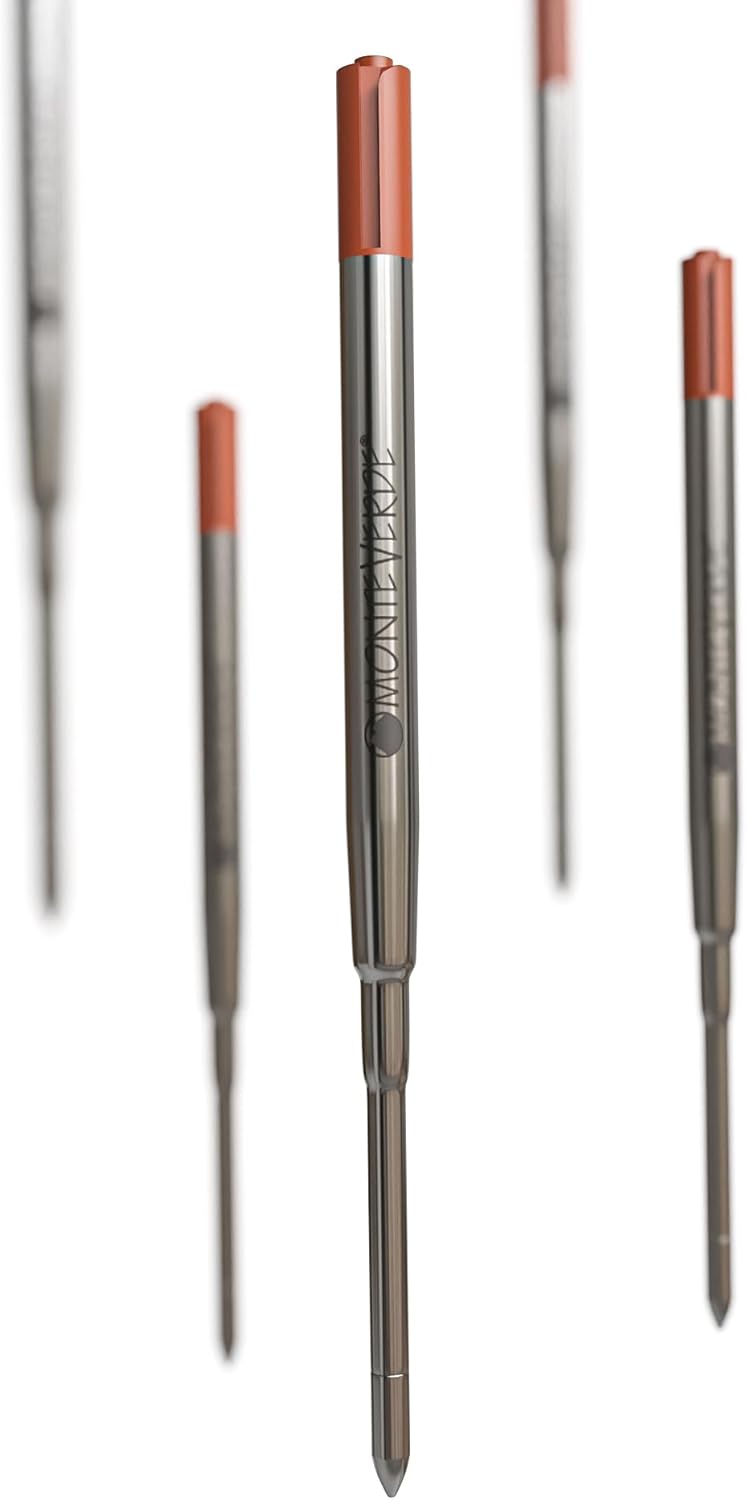 Monteverde Soft Roll Ballpoint Pen Refills to Fit Parker-Style Pens, Medium Point, Brown, 2-Pack, Smooth Writing Technology for Parker, Conklin, Schmidt, and More