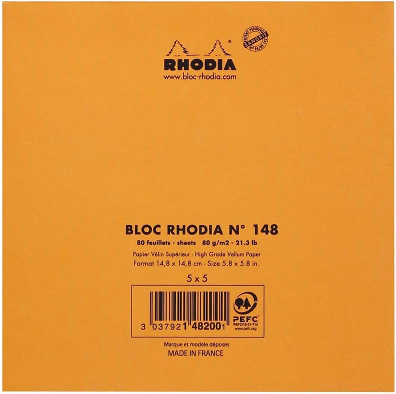 Rhodia Head Stapled Pad, No16 A5, Dot - Black