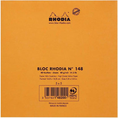 Rhodia Head Stapled Pad, No16 A5, Dot - Black