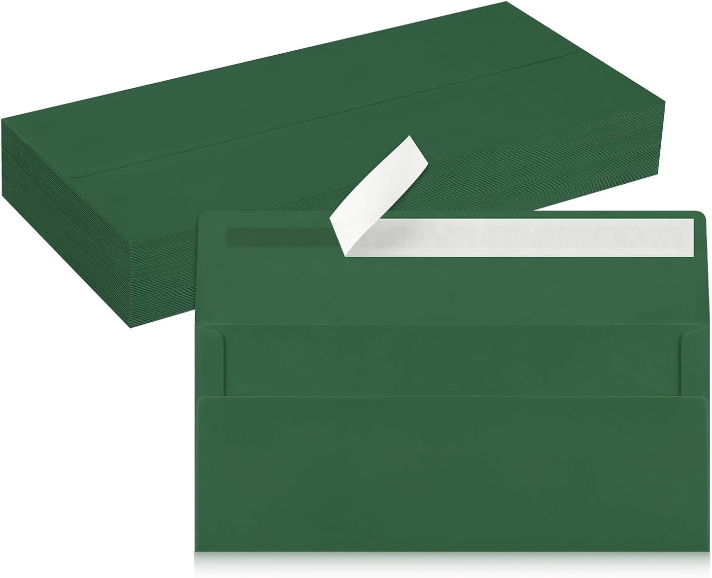 50 Pack #10 Business Envelopes, Sage Green Standard Envelopes Self Seal, Letter Size Mailing Envelopes for Checks Letters Invoices Statements Birthday Graduation Wedding, 4 1/8 x 9 1/2 Inch