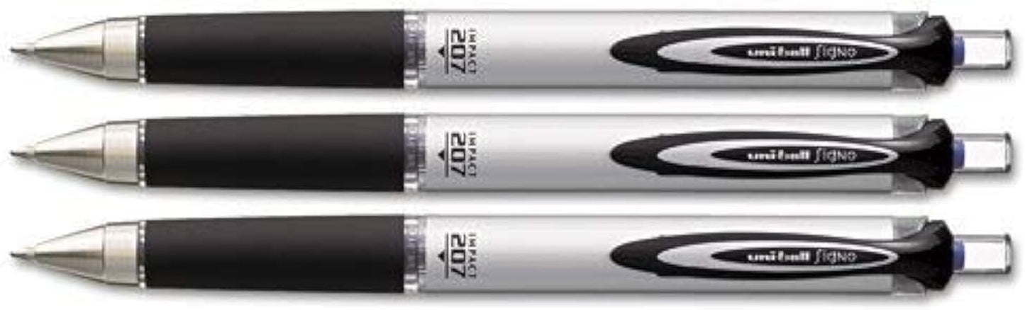 Uni-Ball 207 Impact RT Retractable Gel Rollerball Pen, 1.0mm, Bold Point, Blue Ink (3)