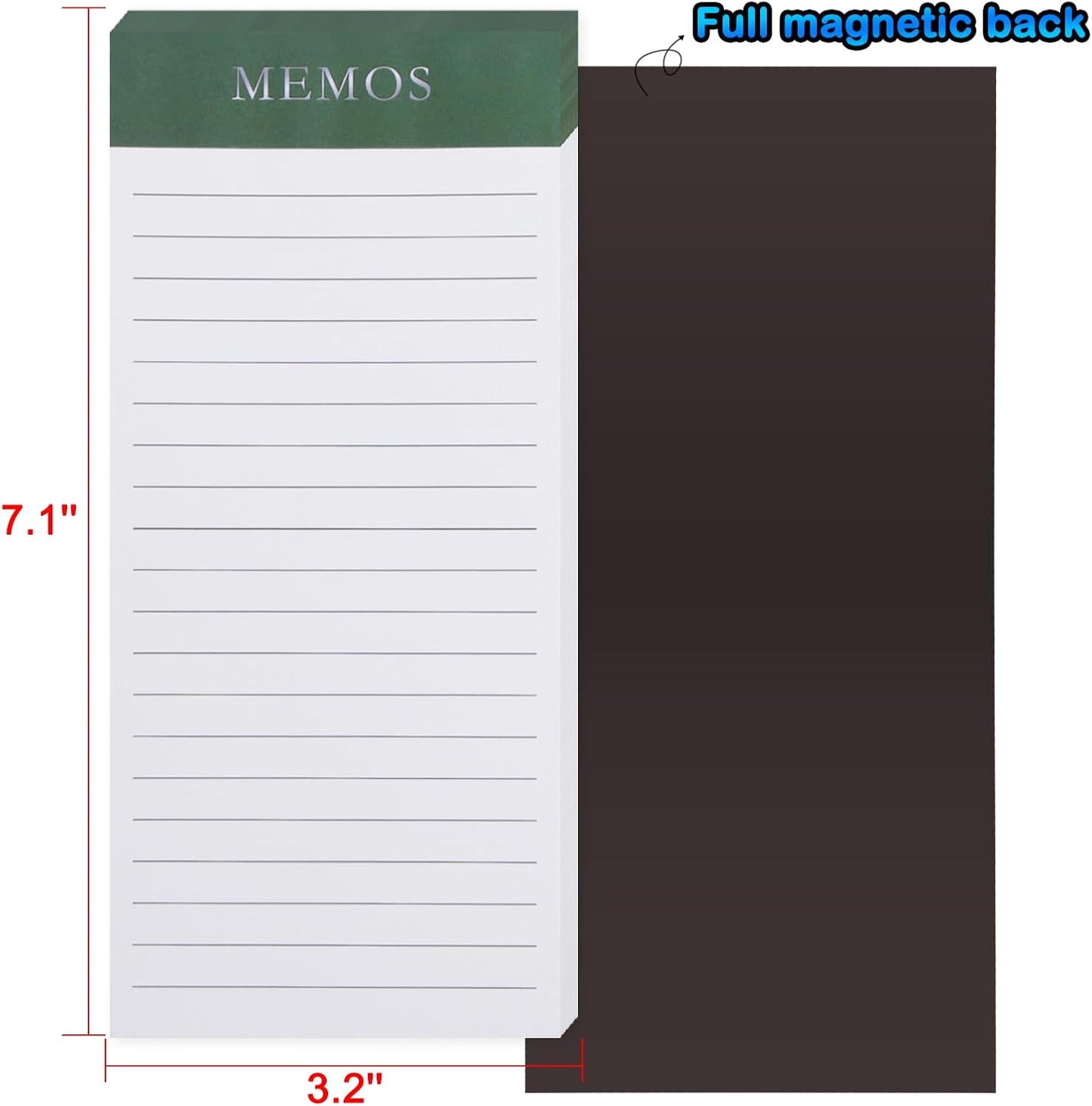 FLIPPED 4 Pack Magnetic Notepads for Refrigerator, Notepad Grocery List Large Magnet Pad for Fridge,Full Magnet Back Design Magnetic Memo Pads for Grocery List, Shopping List, to-Do List(200 Sheets)