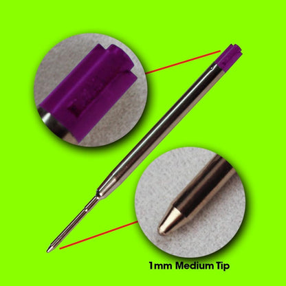 Jaymo Replacement for Parker 30525PP/30526PP and Bastion - Measures 3.875 in / 98 mm Long - G2 Gel Ballpoint Pen Refill - 2 Black + 2 Blue + Red + Purple