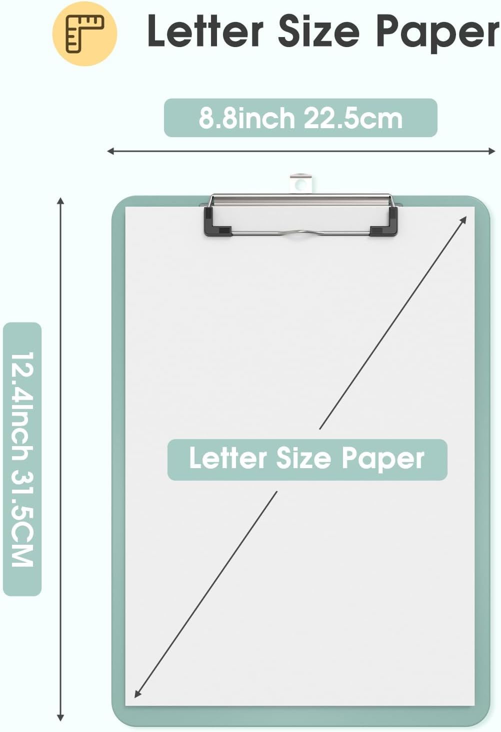 Plastic Clipboards 2 Pack, A4 Black Clip Board 8.5x11 for Classroom, Students, Kid, Woman, Size 9" x 12.5" with Low Profile Clip, Office & School Supply