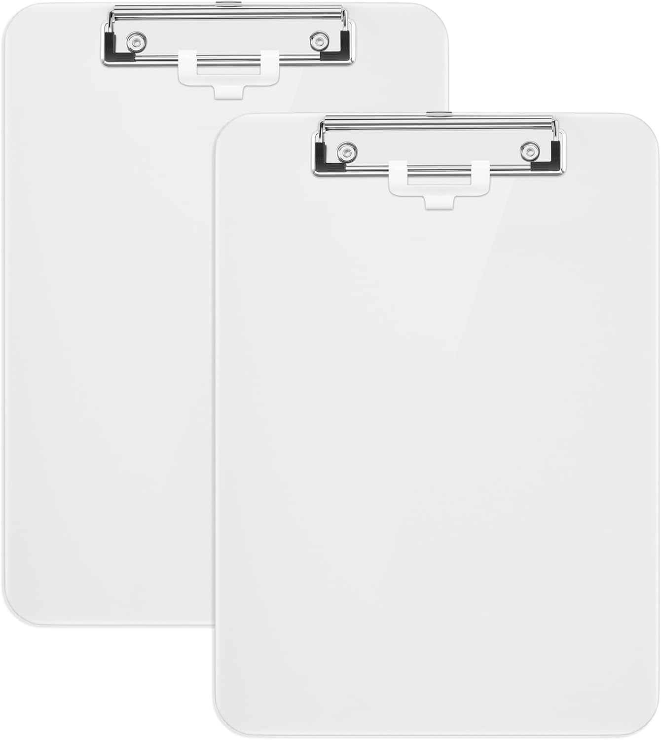 Hongri Plastic Clipboard, White 8.5x11" Clipboard, A4 Letter Size Clipboards for Nurses, Students, Office and Women, Clipboard with Pen Holder and Low Profile Clip, Size 12.5 x 9 Inch(White)