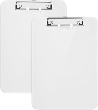 Hongri Plastic Clipboard, White 8.5x11" Clipboard, A4 Letter Size Clipboards for Nurses, Students, Office and Women, Clipboard with Pen Holder and Low Profile Clip, Size 12.5 x 9 Inch(White)