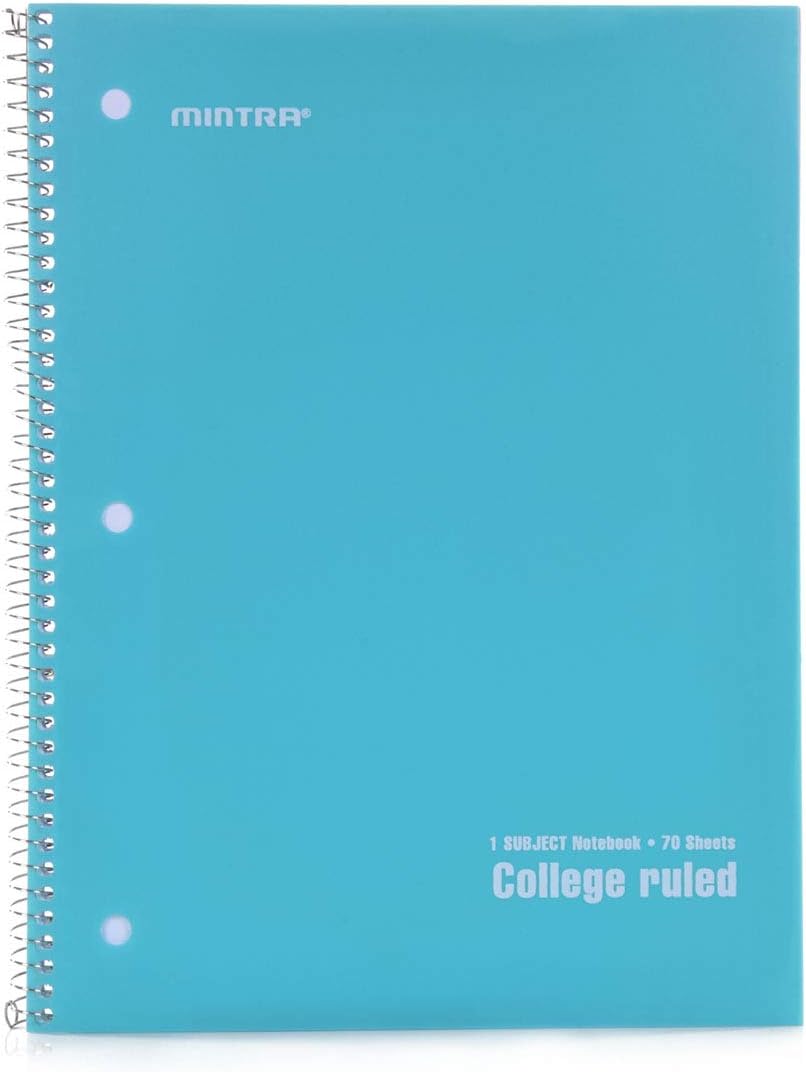 Mintra Office Spiral Notebooks, Wirebound, Journals for School, Work, Business, Aesthetic Stationery, Writing Pads, Teacher & Student Supplies (6, Pastel, College)