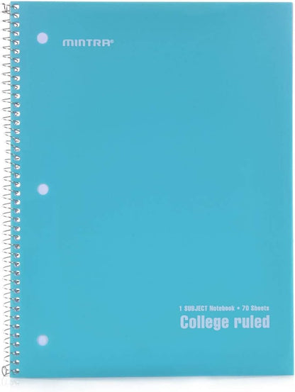 Mintra Office Spiral Notebooks, Wirebound, Journals for School, Work, Business, Aesthetic Stationery, Writing Pads, Teacher & Student Supplies (6, Pastel, College)