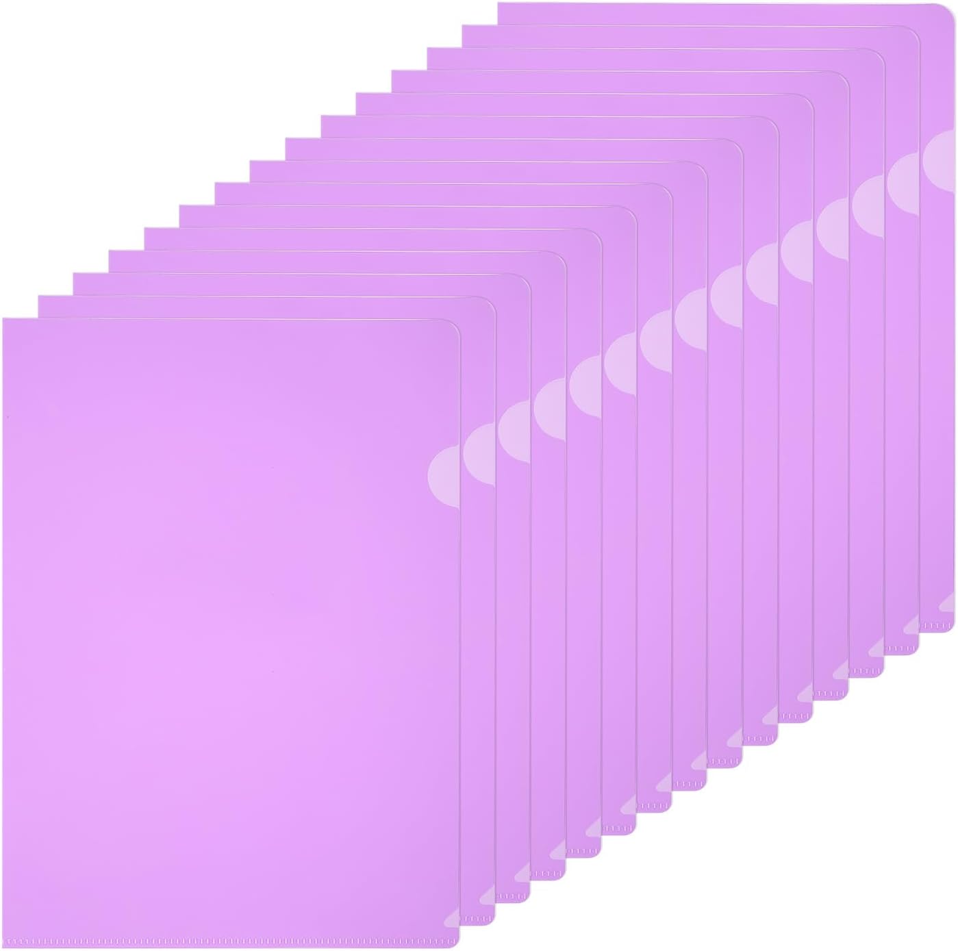 PATIKIL A4 Plastic Folders, 40 Pack Clear Folders L Type Project Pockets Paper Document Jacket Sleeves L Shaped Transparent for Documents Plastic Office File, 8.7x12.2in, Red
