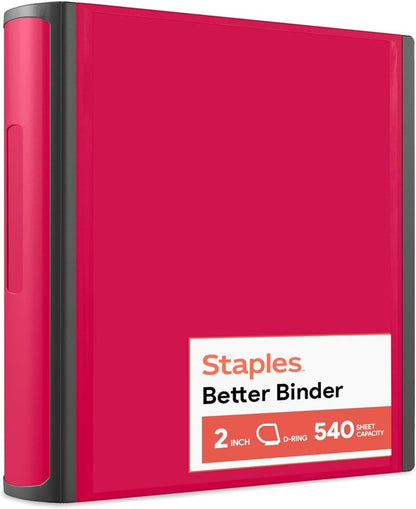 Staples Better Binder 2-Inch D-Ring View Binder, Reinforced Spine, Holds Up to 540 Sheets, Teal, for Office & School