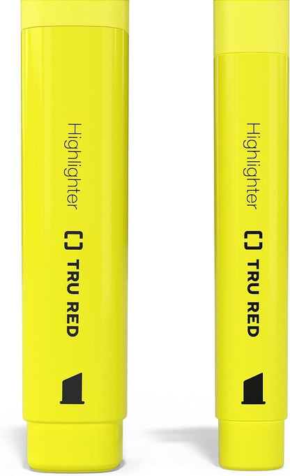 TRU RED Pocket Highlighters with Grip, Chisel Tip, Yellow, 15 Pack – Compact Highlighting Markers for Notes & Documents