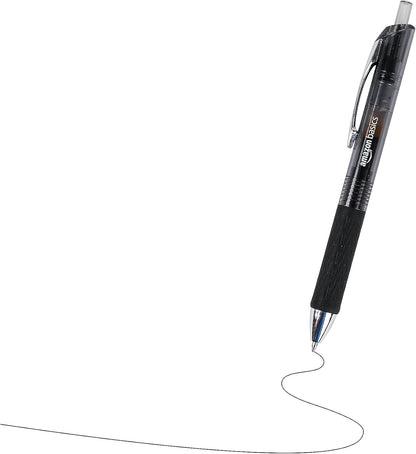 Amazon Basics Retractable Gel Pens, Fine Point 0.7mm, Smooth Writing, Assorted Colors, 12-Pack
